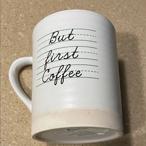 But First Coffee White Ceramic Mug with Green Accents
